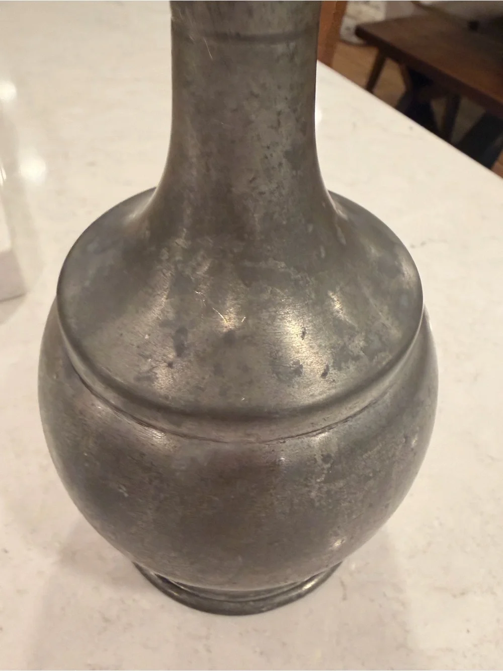 Antique-pewter Metal Vase in Aged Silver